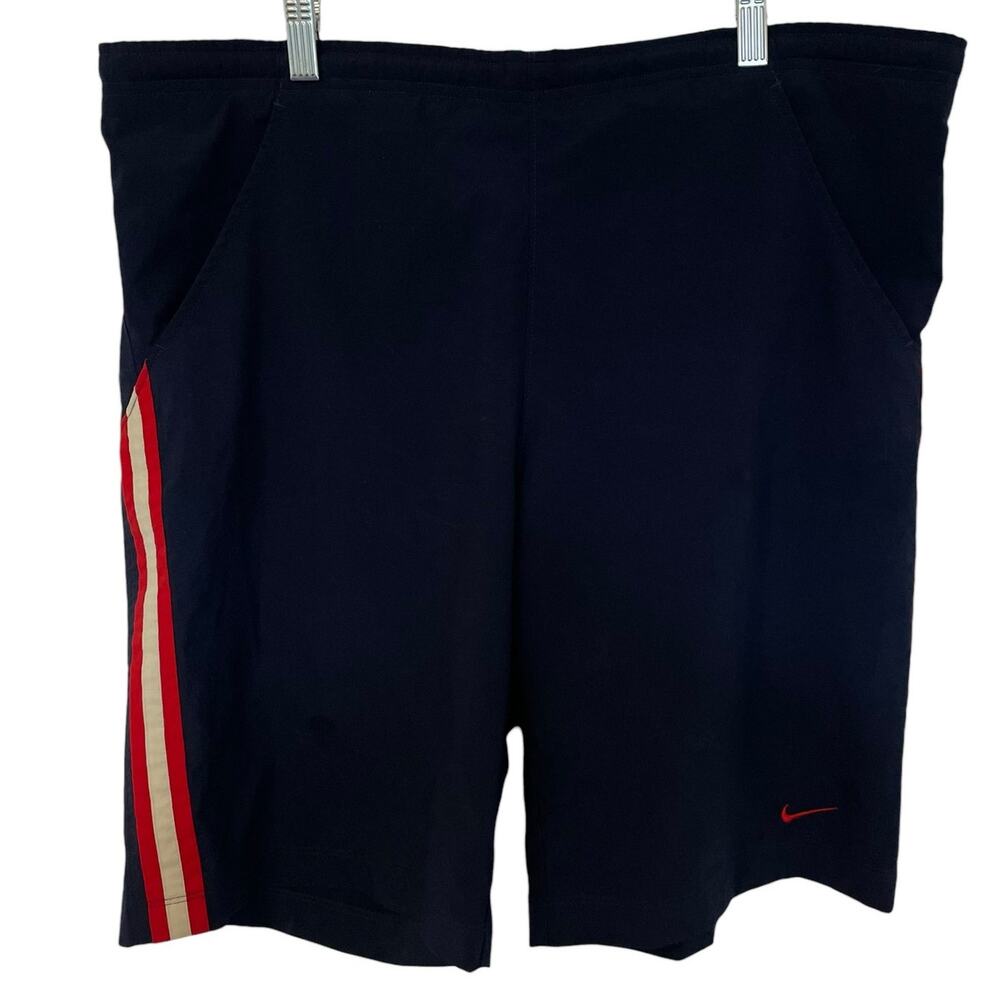 Y2K Nike Mesh Lined Side Striped Athletic Swim Shorts Blue Mens Size Medium